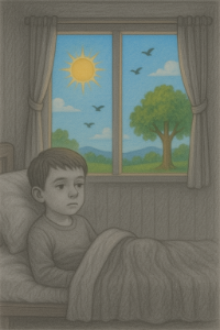 PEB Thumbnail aus dem Bett und nach draussen Junge